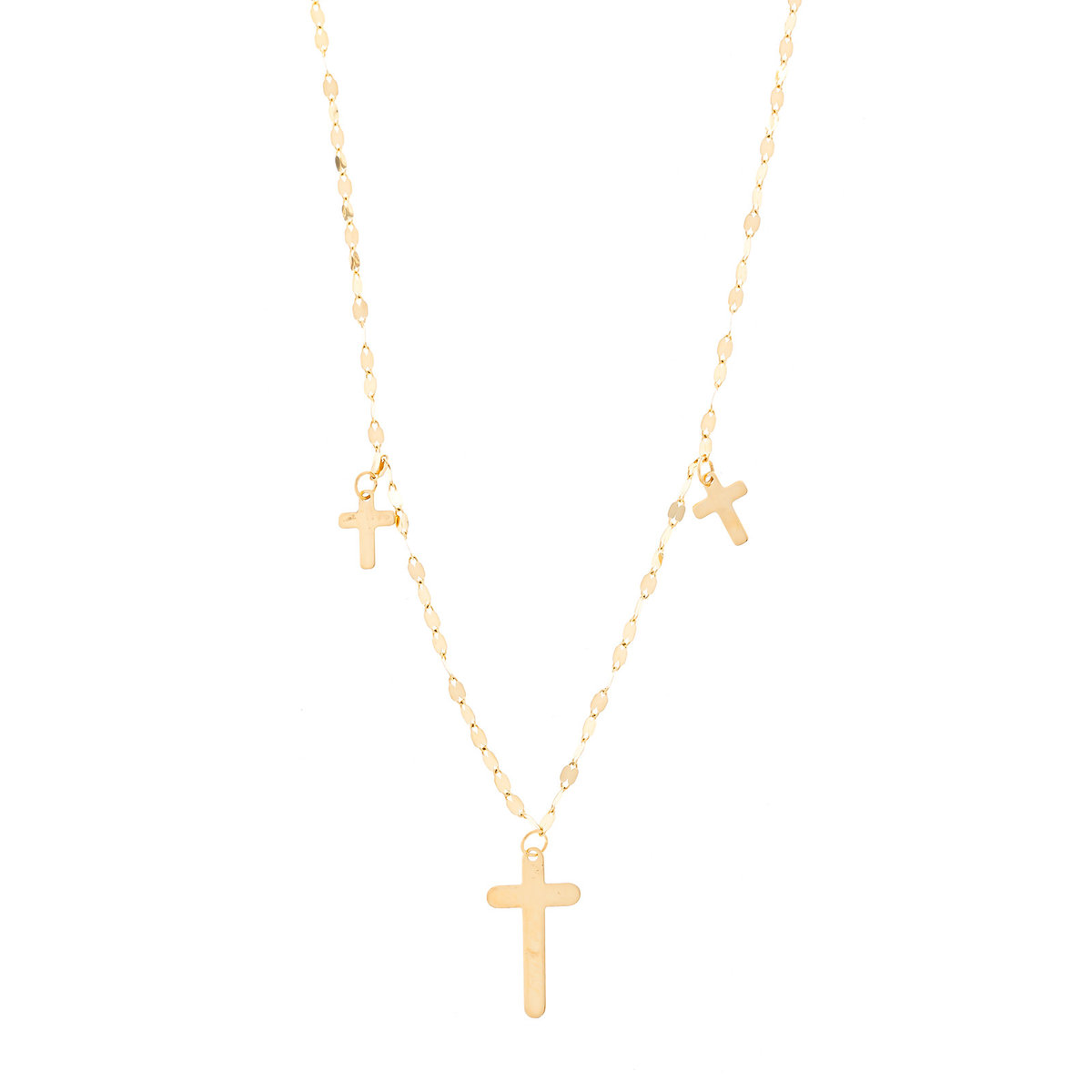 Złoty naszyjnik 585 Lśniące krzyżyki celebrytka