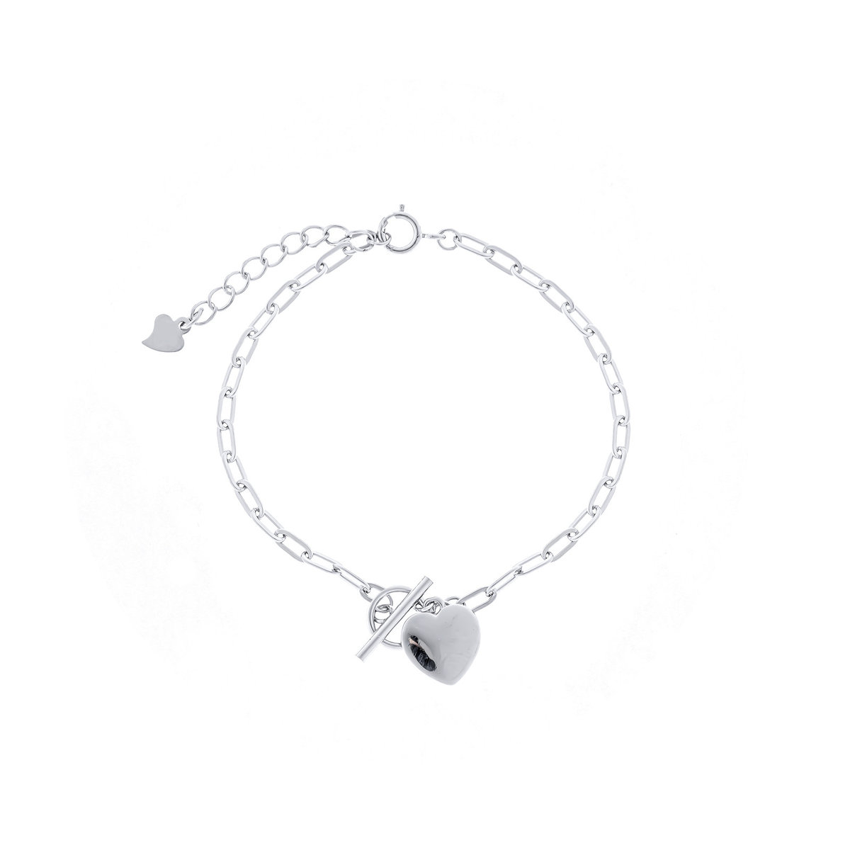 Srebrna bransoletka 925 toggle serce