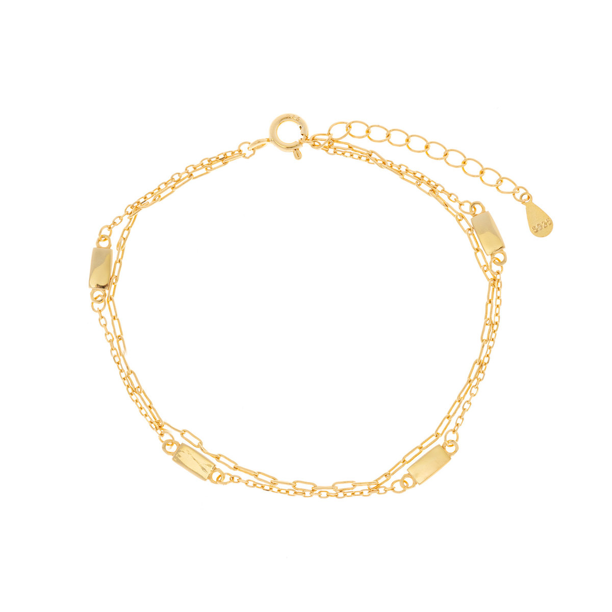 Srebrna Pozłacana bransoletka 925 Prostokątne Blaszki