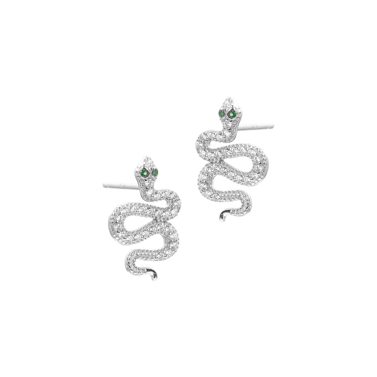Srebrne kolczyki 925 Serpente żmija cyrkonie sztyft