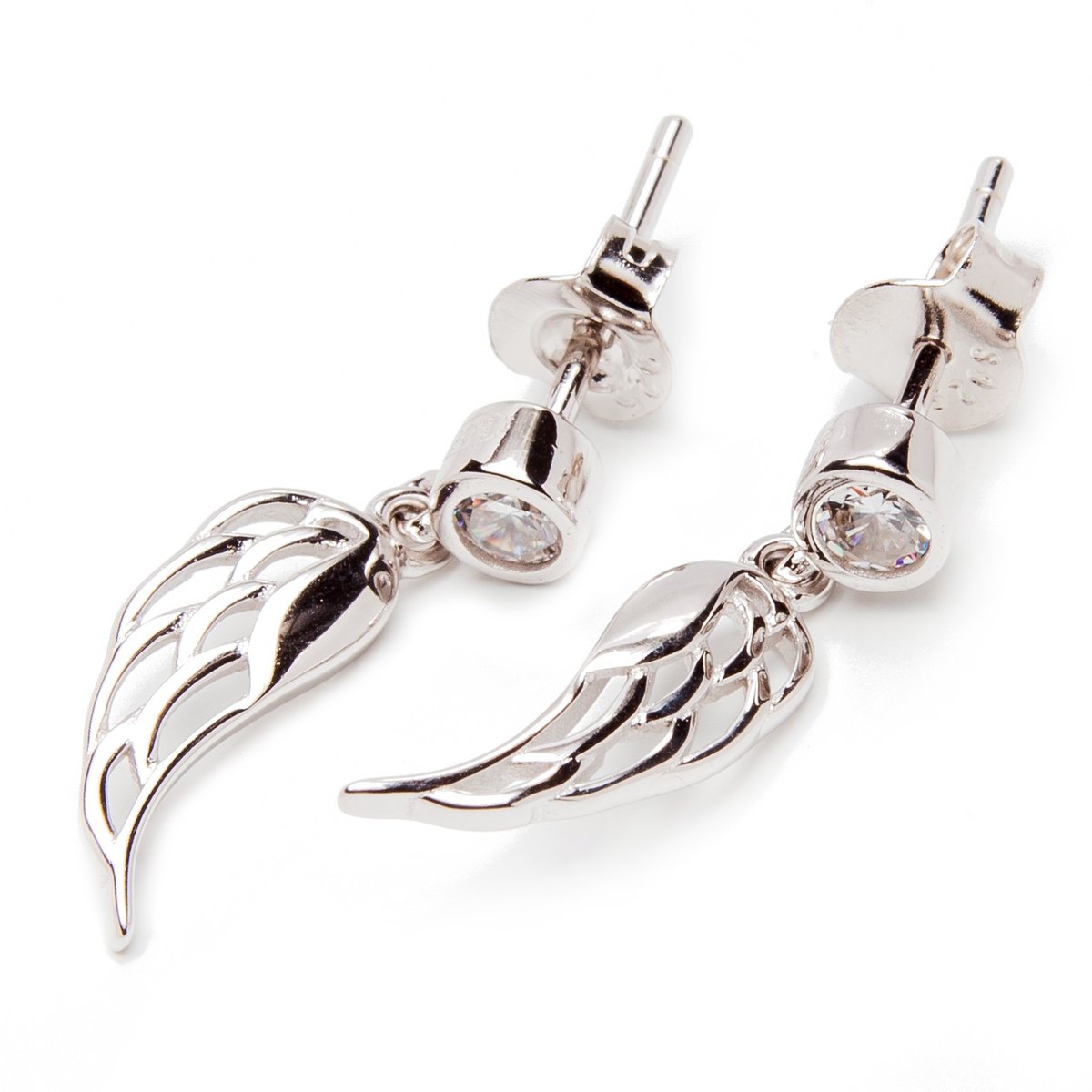 Srebrne kolczyki skrzydło