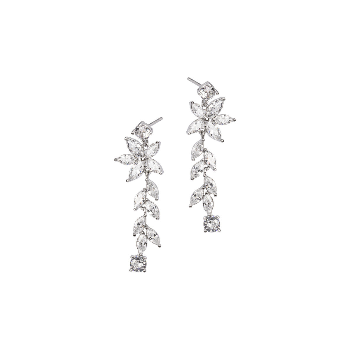 Srebrne Kolczyki 925 Wiszące Srebrzysty Kwiat Karnawał