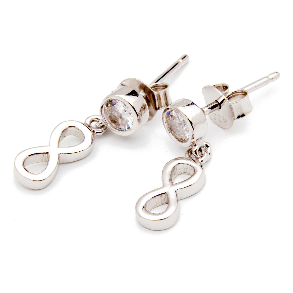 Srebrne kolczyki wiszące nieskończoność