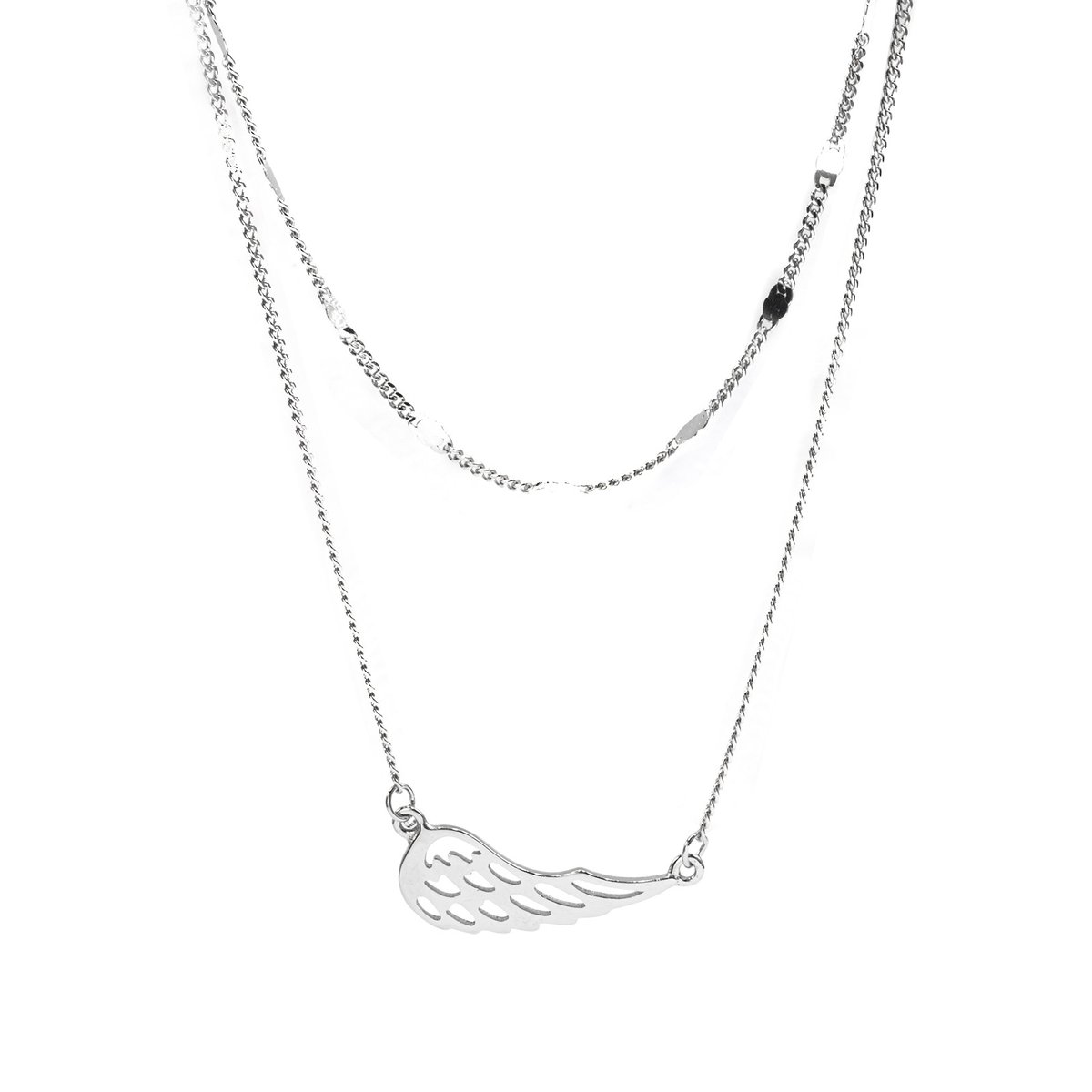 Srebrny podwójny naszyjnik celebrytka 925 Silver Wing