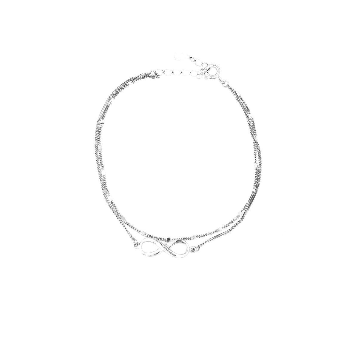 Srebrna bransoletka 925 podwójna Błyszcząca Nieskończoność