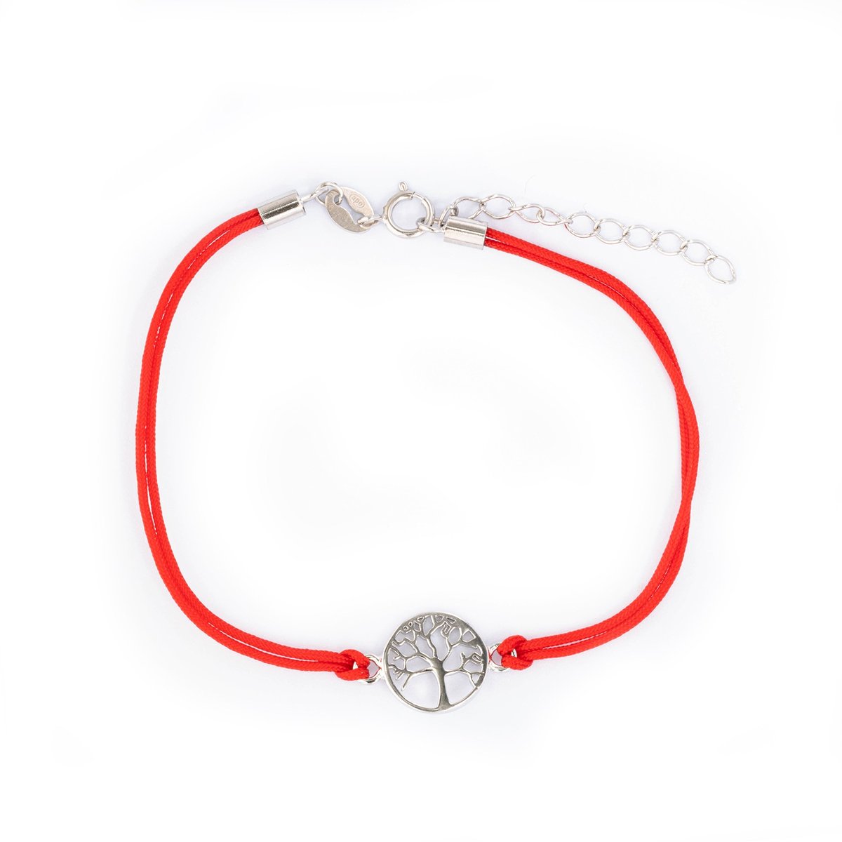 Srebrna bransoletka 925 Drzewko Szczęścia Czerwony Sznurek