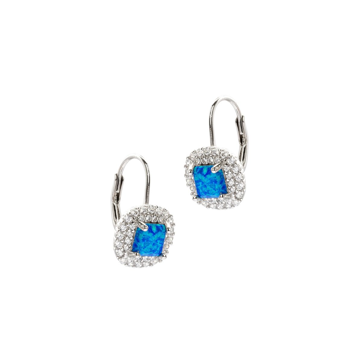 Srebrne kolczyki 925 Blue Opal bigiel