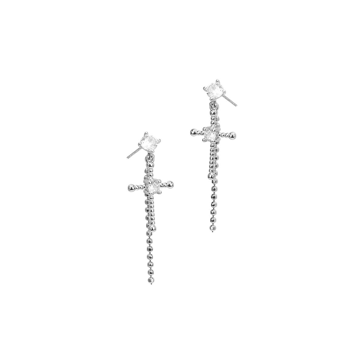 Srebrne kolczyki 925 Kulkowy Krzyżyk