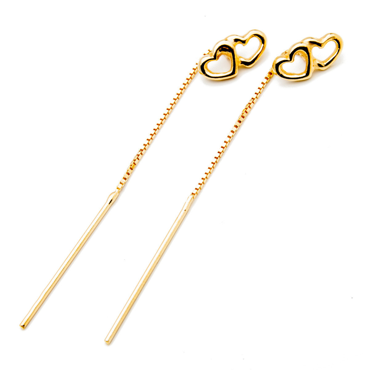 Srebrne pozłacane kolczyki zakochane serca