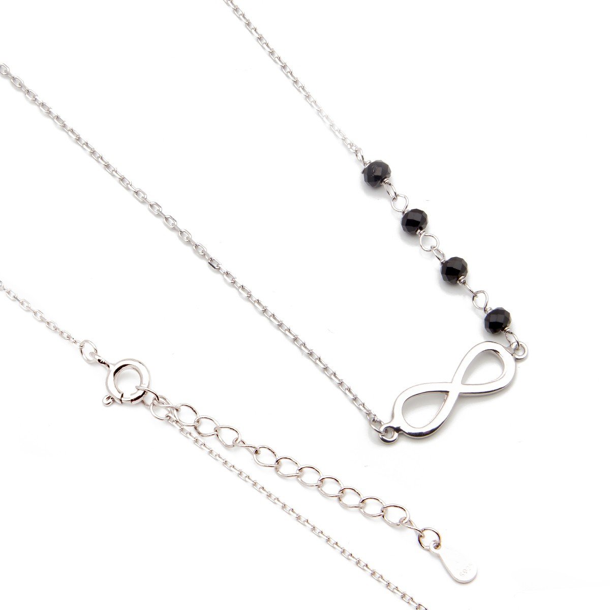 Srebrny naszyjnik klasyczna nieskończoność onyks
