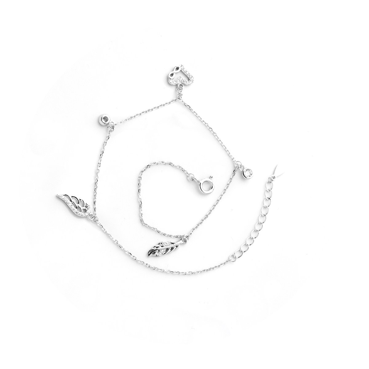 Srebrna bransoletka na nogę 925 Winged Infinity Love