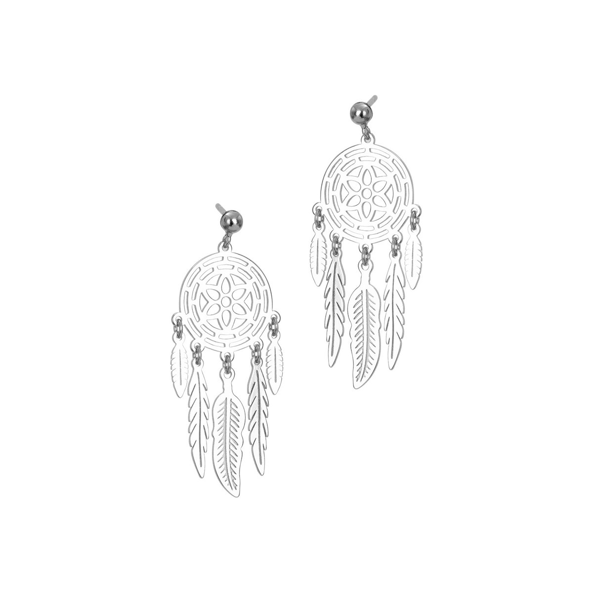 Srebrne Kolczyki 925 Łapacz Snów Ażurowy Kwiat