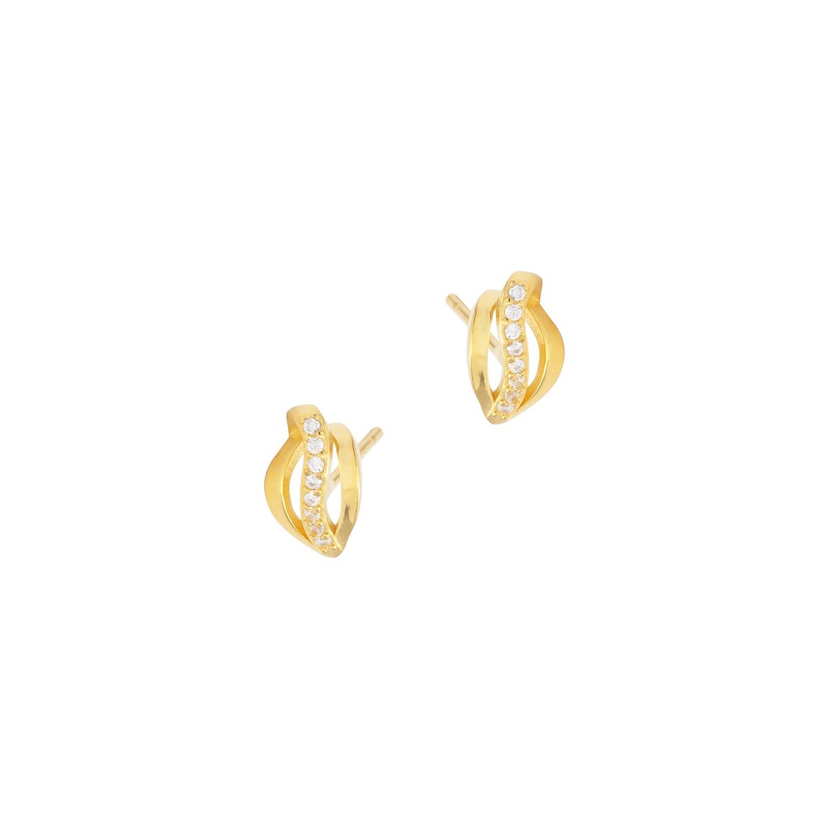 Srebrne pozłacane kolczyki 925 Wstęga Sztyft