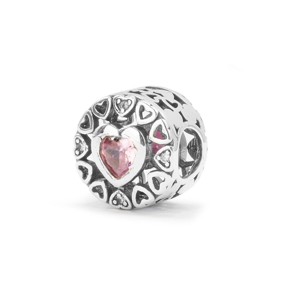 Srebrna zawieszka 925 Serce Miłości light Pink charms