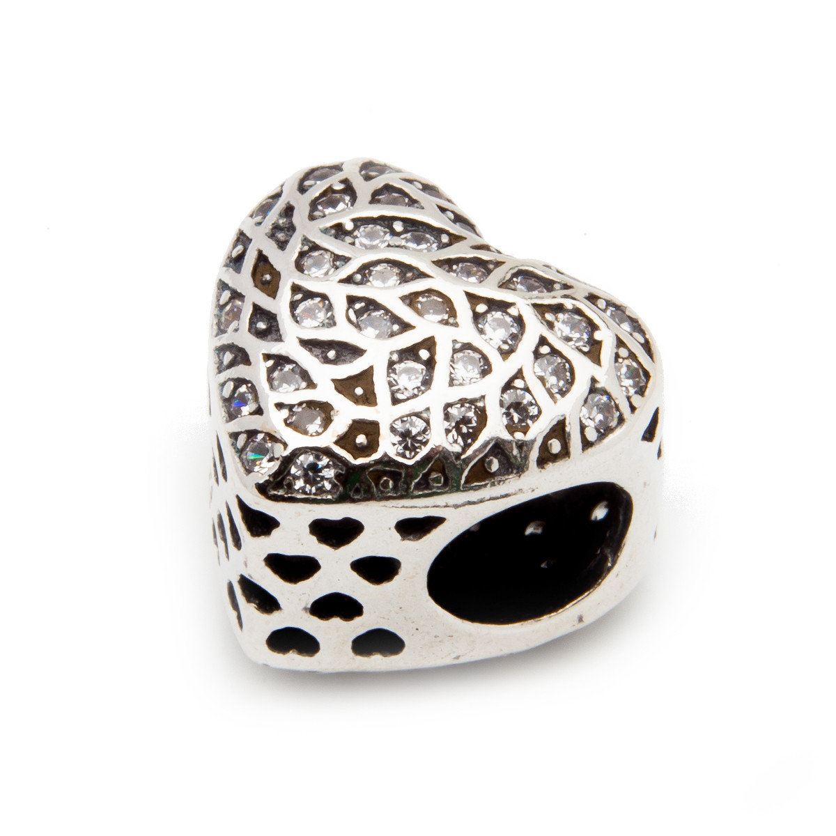 Srebrny charms cyrkoniowe serce