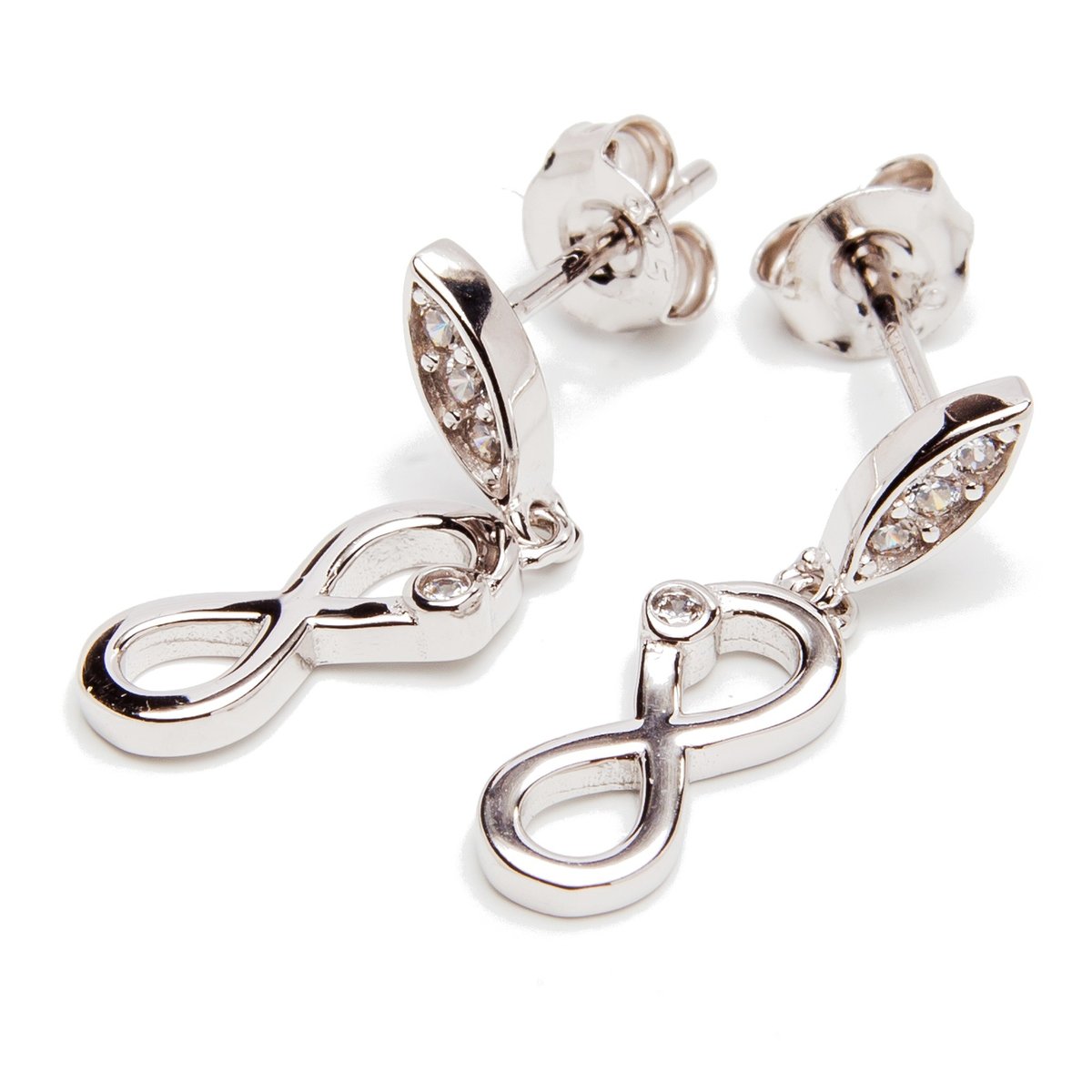 Srebrne kolczyki nieskończoność z cyrkonią