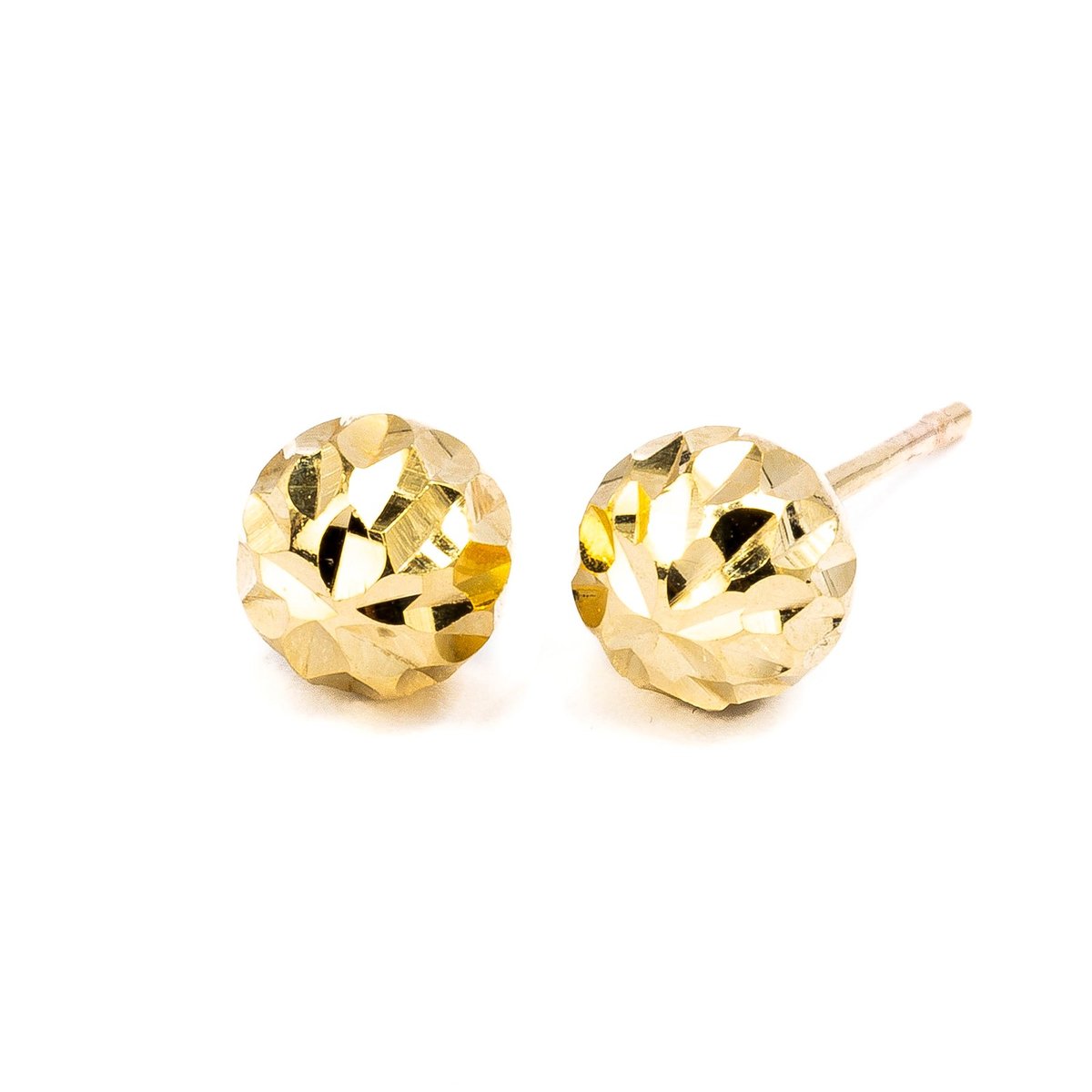 Złote kolczyki 585 diamentowane kulki 6 mm