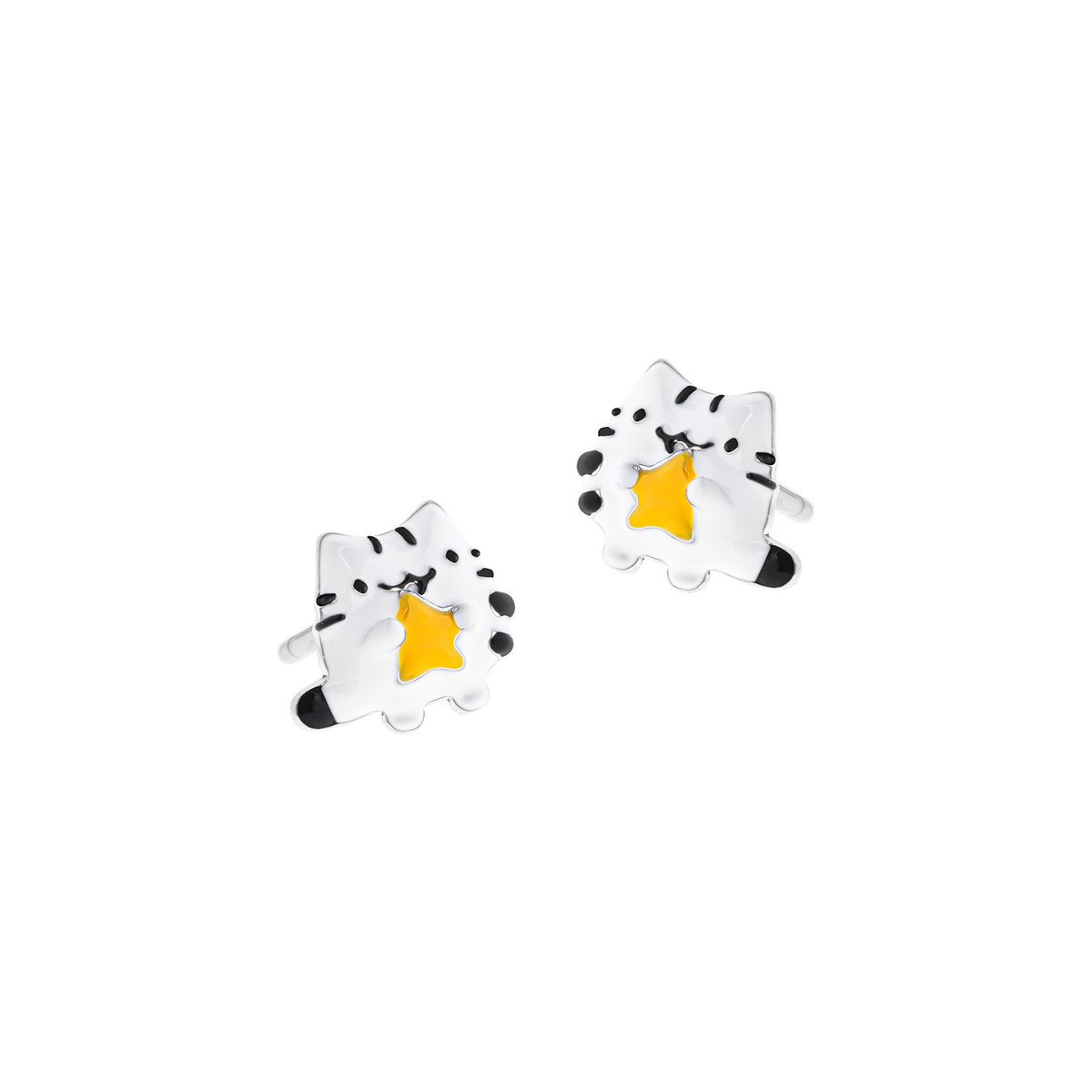 Kolczyki srebrne 925 z emalią Kotek Pusheen Gwiazdka dla małej damy PREZENT