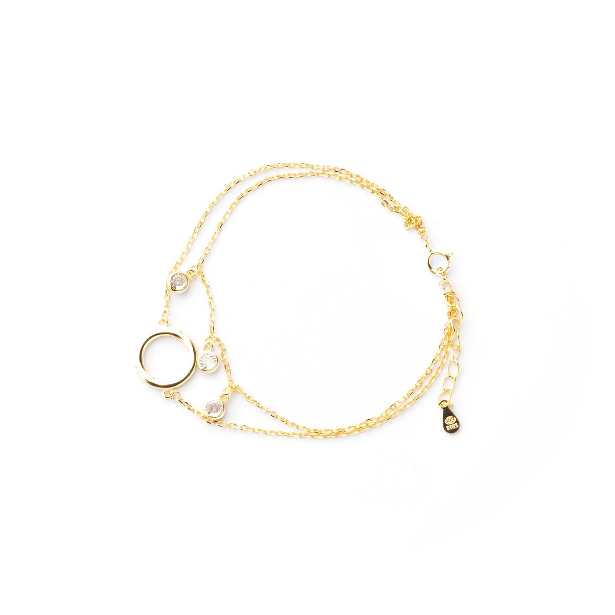 Pozłacana Bransoletka 925 Koło Cyrkonie