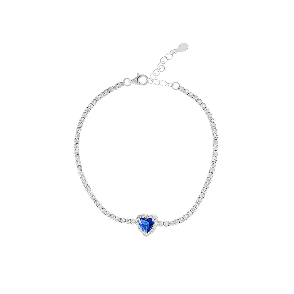 Srebrna bransoletka 925 Niebieskie Serce