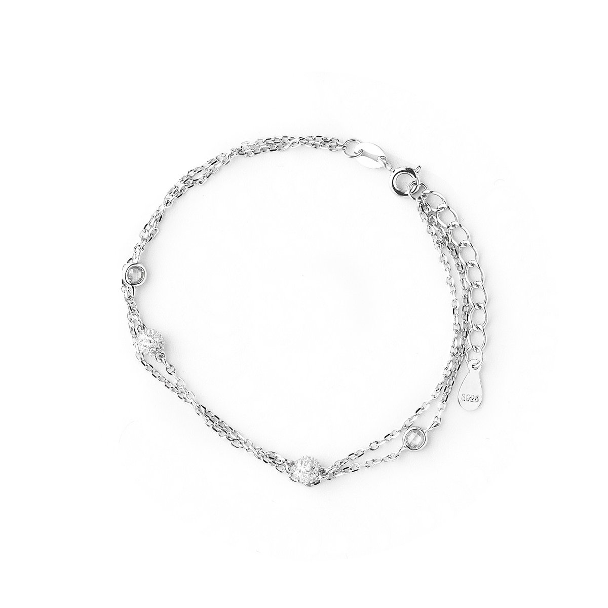 Srebrna Double Bransoletka 925 Kulki