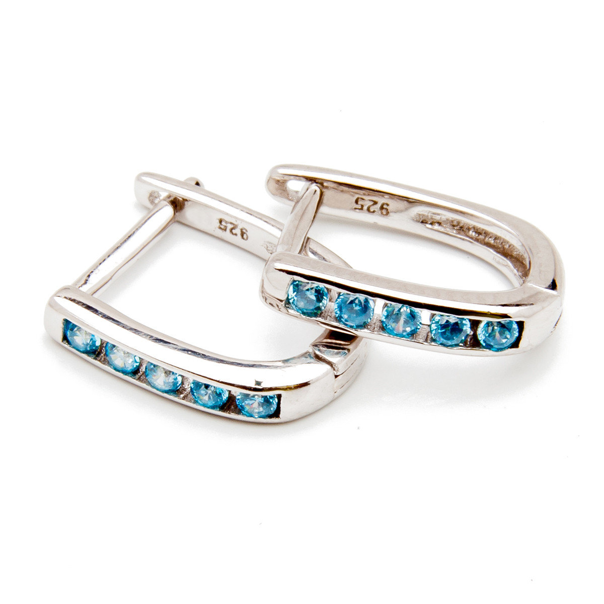 Srebrne kolczyki 925 Błękitne Cyrkonie dla małej damy