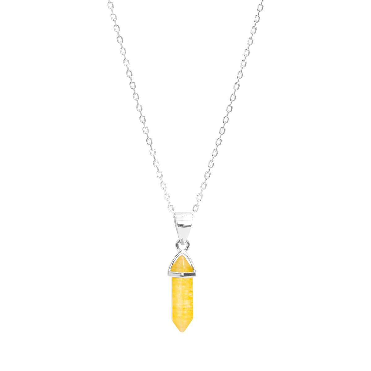 Srebrny naszyjnik 925 Szklany Kryształ Górski Yellow