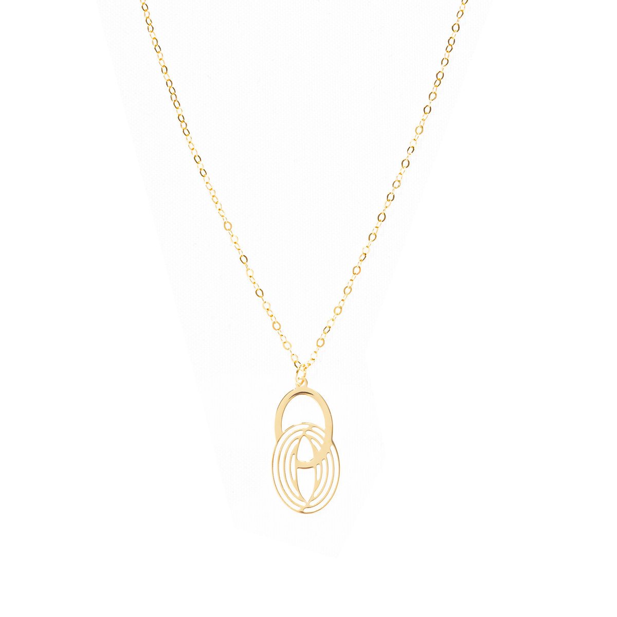 Złoty naszyjnik 585 Geometria Owal celebrytka