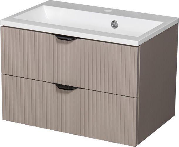 Szafka łazienkowa z lamelami wisząca z umywalką 60 cm 39/2 Victa Lamello kolor fume mat