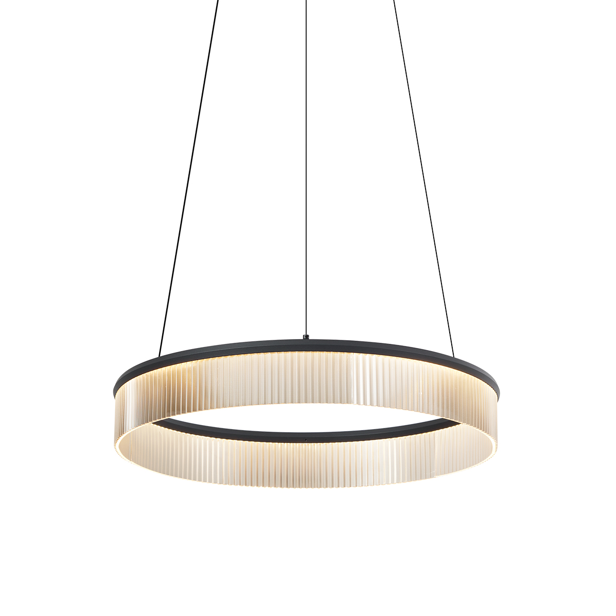 QAZQA Nowoczesna lampa wisząca czarna 59 cm z LED z 3-stopniową regulacją ściemniania - Żyrandol Anello