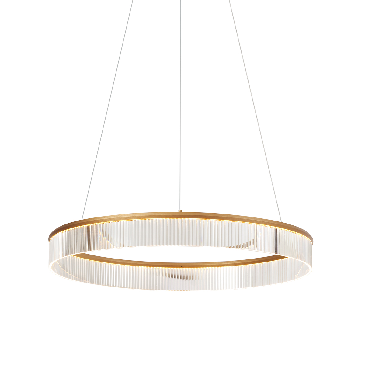 QAZQA Nowoczesna lampa wisząca mosiężna 78 cm z LED z 3-stopniową regulacją ściemniania - Żyrandol Anello
