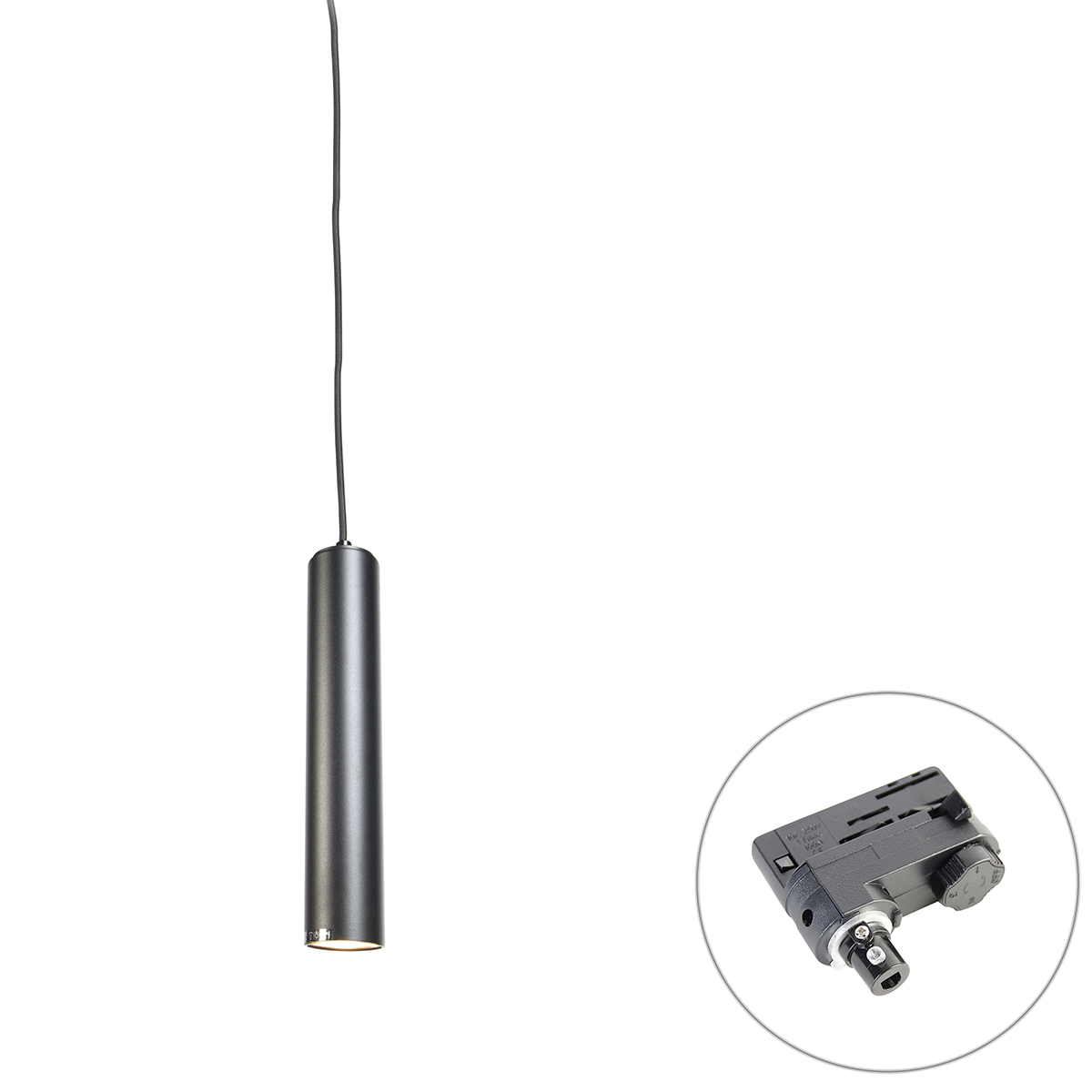 QAZQA Professional Designerska lampa wisząca czarna z adapterem szynowym 3-fazowym - 3-Phase Tuba Small