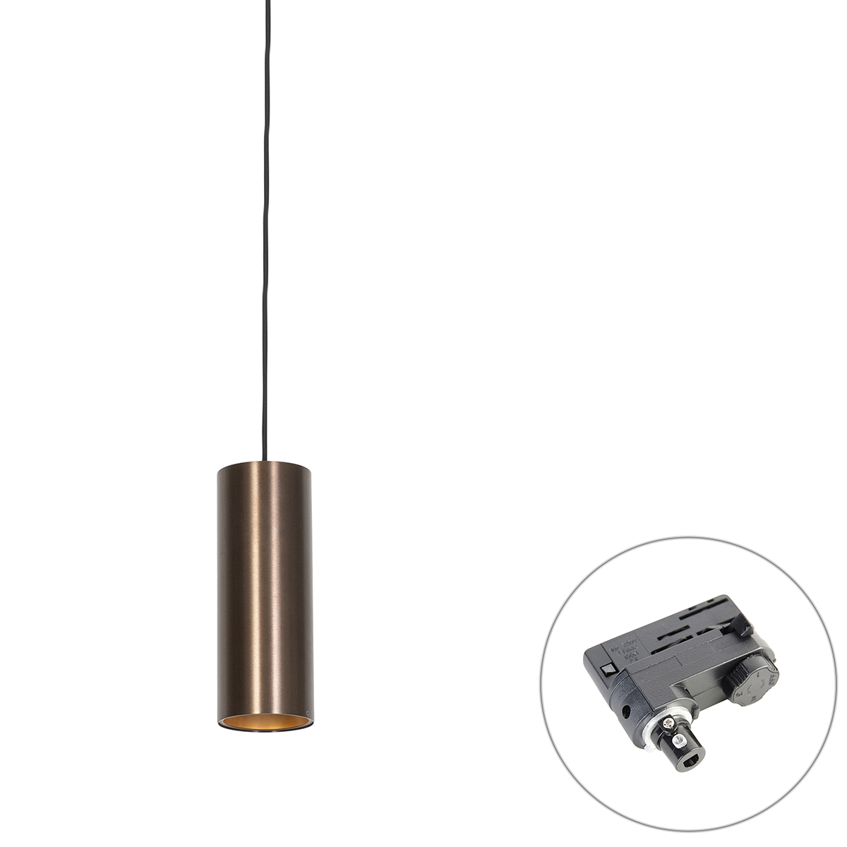 QAZQA Professional Designerska lampa wisząca ciemny brąz z adapterem szynowym 3-fazowym - 3-Phase Tubo