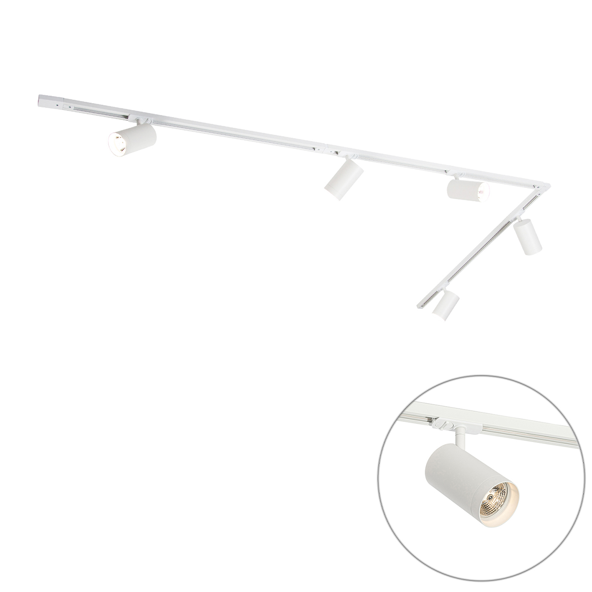 QAZQA Nowoczesny system szynowy z 5 białymi reflektorami 1-fazowymi GU10 70mm - Iconic Jeana Luxe