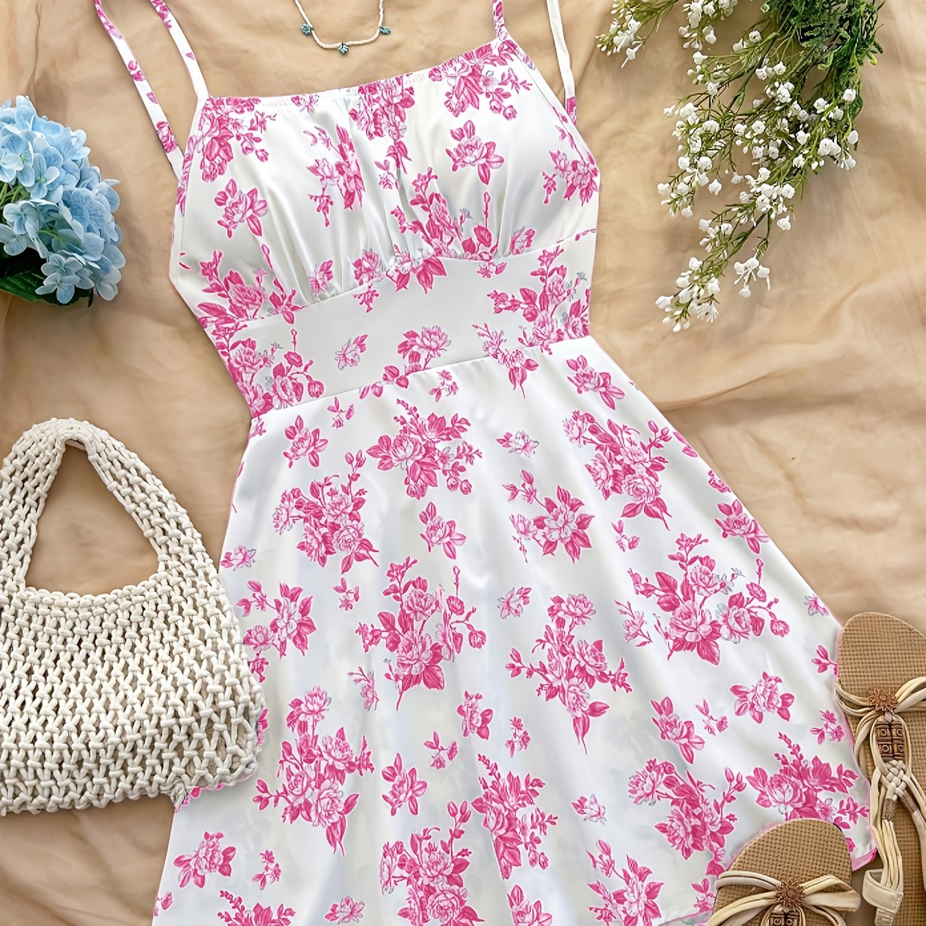 TEMU Letnia Sukienka Boho dla Kobiet – Seksowna Bezramieniowa Sukienka Maxi A-Line z Wiązaniem na Plecach, Półprzezroczysta, Pranie w Praniarce,