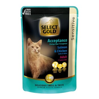 SELECT GOLD Adult Acceptance Kurczak z Wątrobą i Łososiem 12x85 g