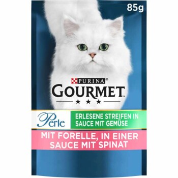 GOURMET Perle Wykwintne paski 24 x 85 g Pstrąg i szpinak