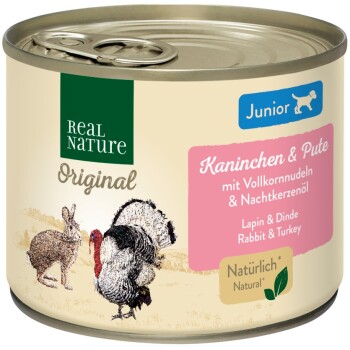REAL NATURE Junior Królik i indyk 6x200 g