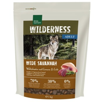 REAL NATURE WILDERNESS Wide Savannah z dzikiem, jagnięciną i kaczką 1 kg