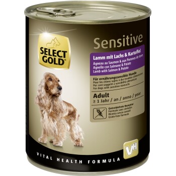 SELECT GOLD Sensitive mokra karma dla dorosłych Jagnięcina z łososiem i ziemniakami 6x800 g