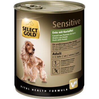 SELECT GOLD Sensitive mokra karma dla dorosłych Kaczka z ziemniakami 6x800 g