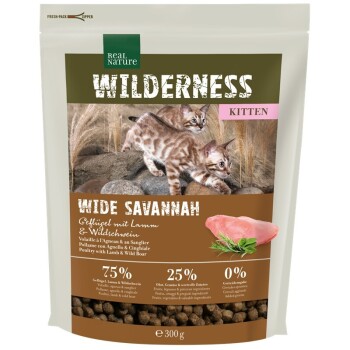 REAL NATURE Wilderness Wide Savannah Kitten Drób, jagnięcina i dzik 300 g