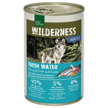 REAL NATURE WILDERNESS Adult Fresh Water — śledź, łosoś i kaczka 6x400 g