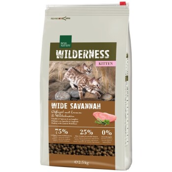 REAL NATURE Wilderness Wide Savannah Kitten Drób, jagnięcina i dzik 2,5 kg