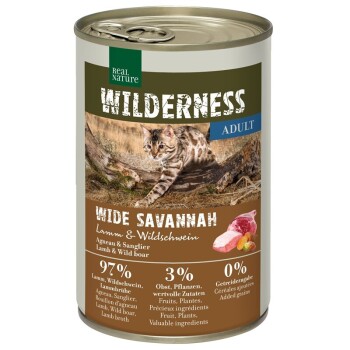 REAL NATURE WILDERNESS Adult Wide Savannah Jagnięcina i dzik 6x400 g