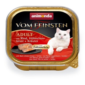 animonda Vom Feinsten Adult z nadzieniem 32 x 100 g Wołowina, pierś z kurczaka i zioła