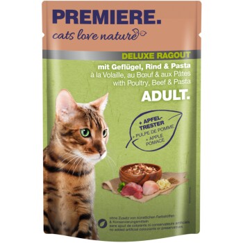 PREMIERE Cats Love Nature Deluxe Ragout z drobiem, wołowiną i makaronem 24x100 g
