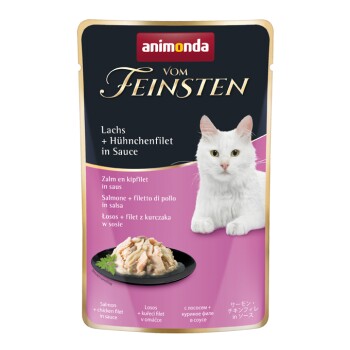 animonda Vom Feinsten 18 x 50 g z łososiem i filetem z kurczaka, w sosie