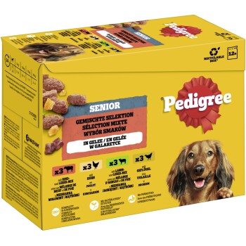 Pedigree mokra karma dla psa seniora, multipak, mieszany wybór, w galarecie 12x100 g