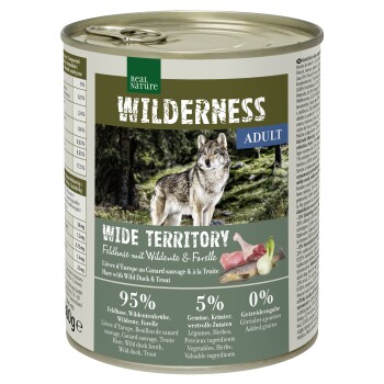 REAL NATURE WILDERNESS Adult Zając polny z dziką kaczką i pstrągiem Wide Territory 6x800 g